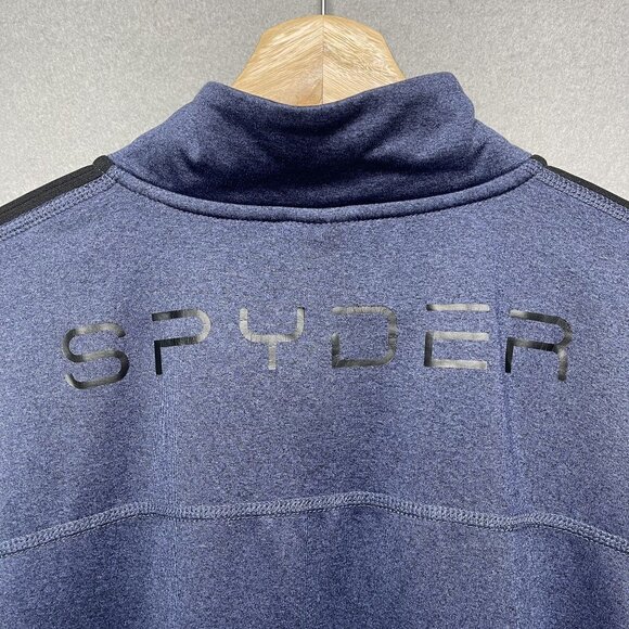Spyder Active 1/4 Zip Pullover Men's XL Navy Mock Neck ProWeb Wicking Logo - Picture 4 of 6